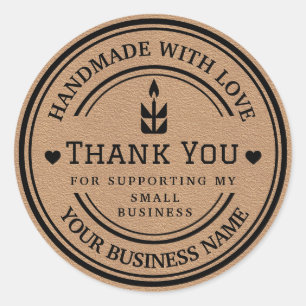 handgefertigt mit Liebe   Danke, dass du Flame Runder Aufkleber