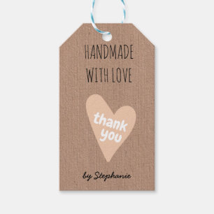 Handgefertigt mit Liebe Danke Kraftpapier QR-Code Geschenkanhänger