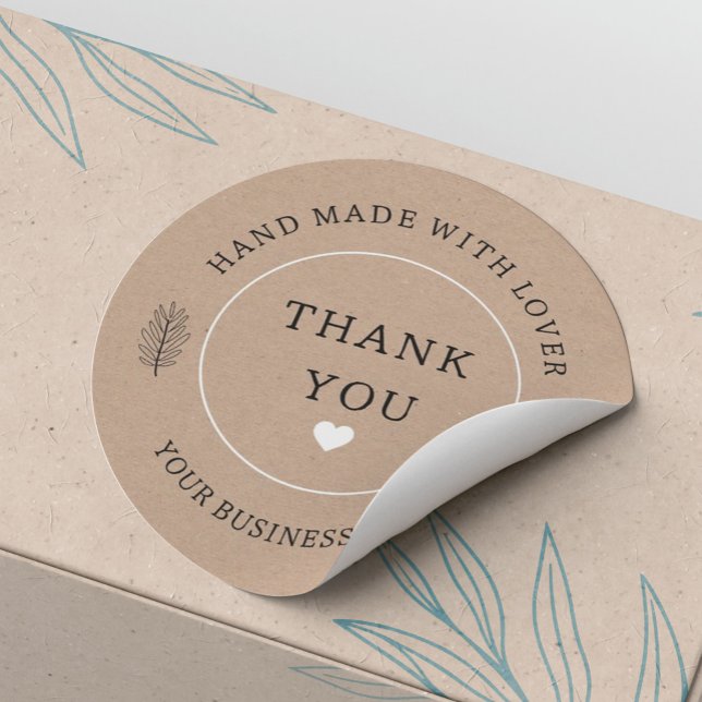 handgefertigt mit Liebe danke Runder Aufkleber (Von Creator hochgeladen)