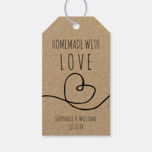 Handgefertigt mit Liebe Doodle Herz Hochzeitsgunst Geschenkanhänger