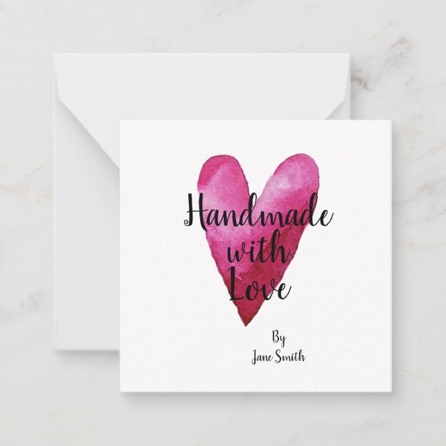 Handgefertigt mit Liebe durch Geschenktasten Mitteilungskarte (Vorderseite)