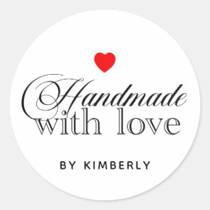 Handgefertigt mit Liebe Einfach klassischer Rundau Runder Aufkleber