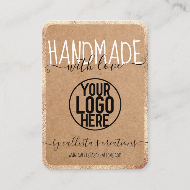 Handgefertigt mit Liebe Etsy Zuhause Crafter Gold  Visitenkarte (Vorderseite)