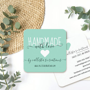 Handgefertigt mit Liebe Etsy Zuhause Crafter Kunst Quadratische Visitenkarte