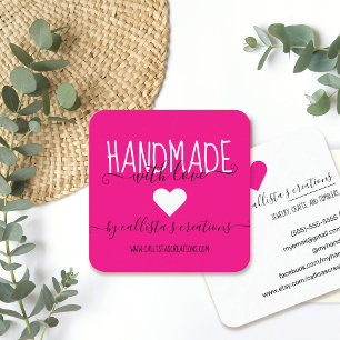Handgefertigt mit Liebe Etsy Zuhause Crafter Kunst Quadratische Visitenkarte