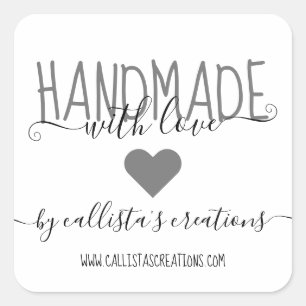 Handgefertigt mit Liebe Etsy Zuhause Crafter Kunst Quadratischer Aufkleber