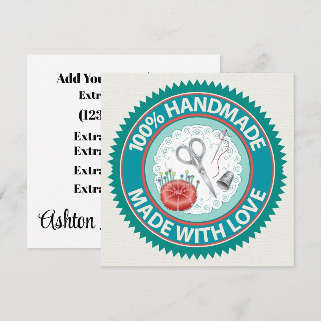 Handgefertigt mit Liebe-Flachkarte Einladung (Vorne/Hinten)