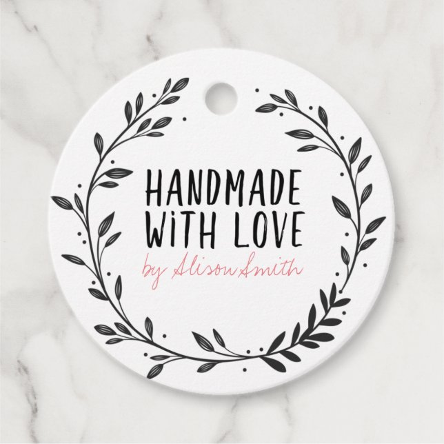 Handgefertigt mit Liebe Geschenkanhänger (Vorderseite)
