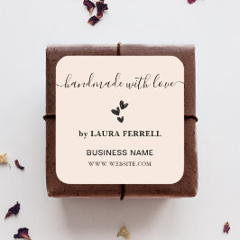 Handgefertigt mit Liebe Giralblush Pink Quadratischer Aufkleber