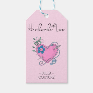 Handgefertigt mit Liebe Handgesäumtes Landherz Ro Geschenkanhänger