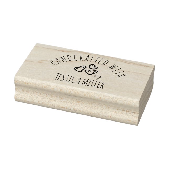 Handgefertigt mit Liebe Hearts Individuelle Name Gummistempel (Stempel)