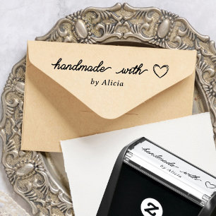 Handgefertigt mit Liebe Herz Personalisierte Gummi Permastempel