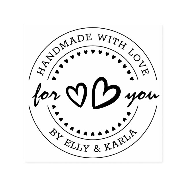 Handgefertigt mit Liebe Individuelle Name & Herz R Permastempel (Design)