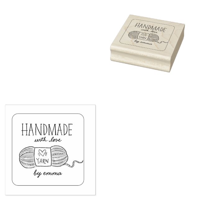 Handgefertigt mit Liebe Knittergarn Gummistempel (Stempel)
