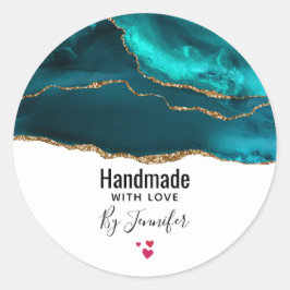Handgefertigt mit Liebe Moderne Aquamarine Gate &  Runder Aufkleber