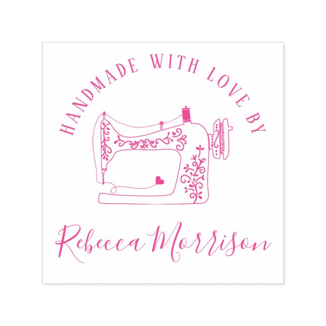 Handgefertigt mit Liebe | Nähmaschine und Individu Permastempel (Design)