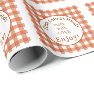 Handgefertigt mit Liebe NAME Rust Check Geschenkpapier