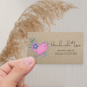 Handgefertigt mit Liebe Niedlich Country Heart Rus Visitenkarte
