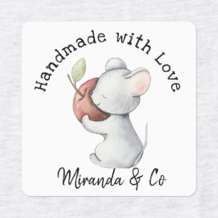 Handgefertigt mit Liebe Niedlich Maus und Apple Etiketten
