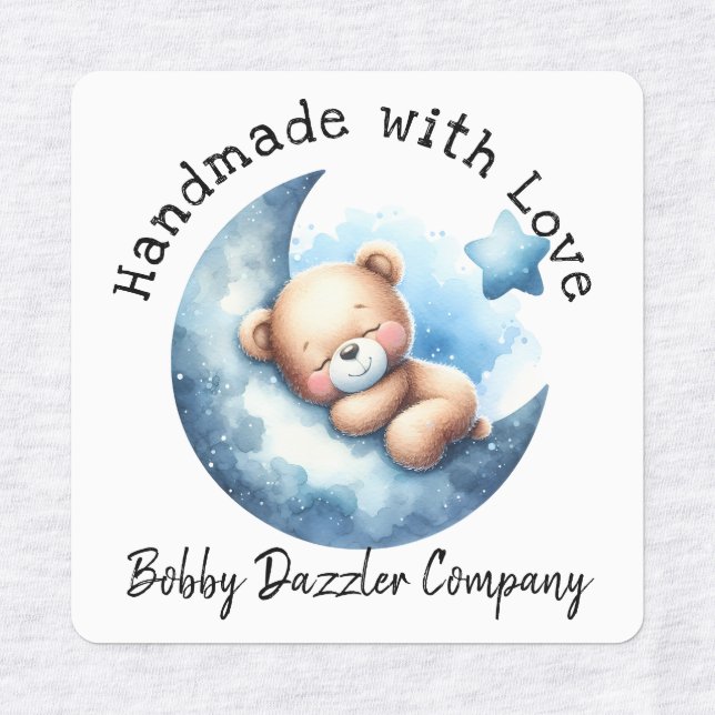 Handgefertigt mit Liebe Niedlich Teddy Bär Etiketten (Design 1)