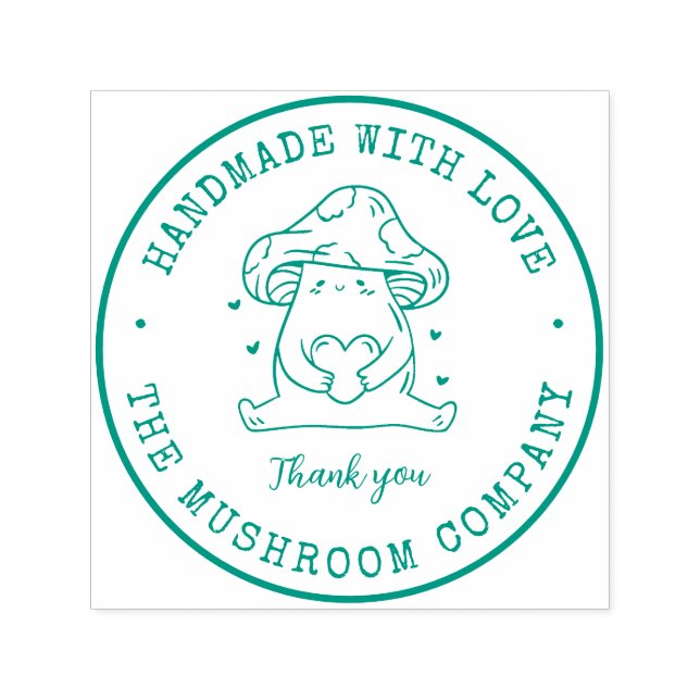 Handgefertigt mit Liebe Niedliche Mushroom-Busines Permastempel (Design)
