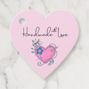 Handgefertigt mit Liebe Niedliches Landherz Rosa Geschenkanhänger