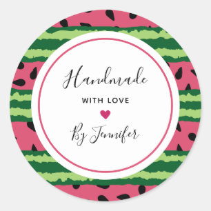 Handgefertigt mit Liebe Niedliches Watermelon-Must Runder Aufkleber