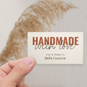 Handgefertigt mit Liebe Oversized-Typografie Creme Visitenkarte