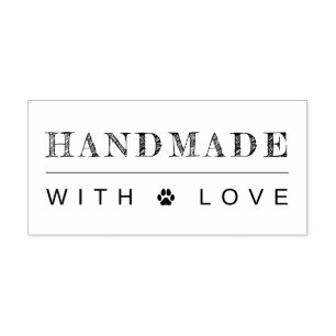 Handgefertigt mit Liebe Paw Print Gummistempel