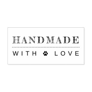 Handgefertigt mit Liebe Paw Print Gummistempel