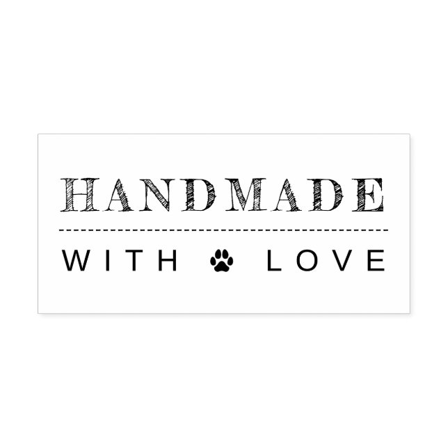 Handgefertigt mit Liebe Paw Print Gummistempel (Prägung)