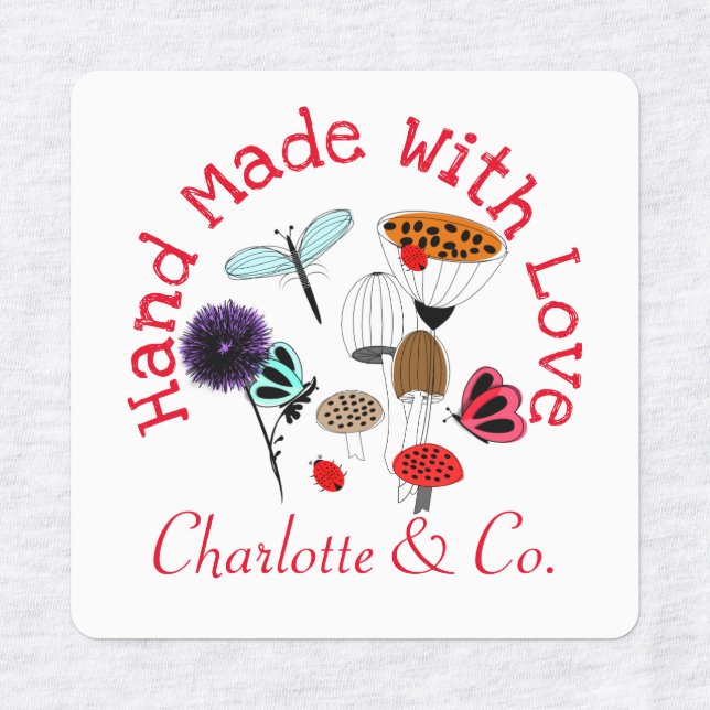 Handgefertigt mit Liebe Personalisiert Etiketten (Design 1)