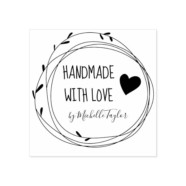 Handgefertigt mit Liebe Personalisiert Gummistempel (Prägung)