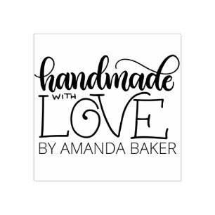 Handgefertigt mit Liebe - Personalisiert Gummistempel