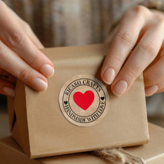 Handgefertigt mit Liebe personalisiert Runder Aufkleber