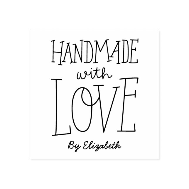 Handgefertigt mit Liebe Personalisierte KautschukB Gummistempel (Prägung)