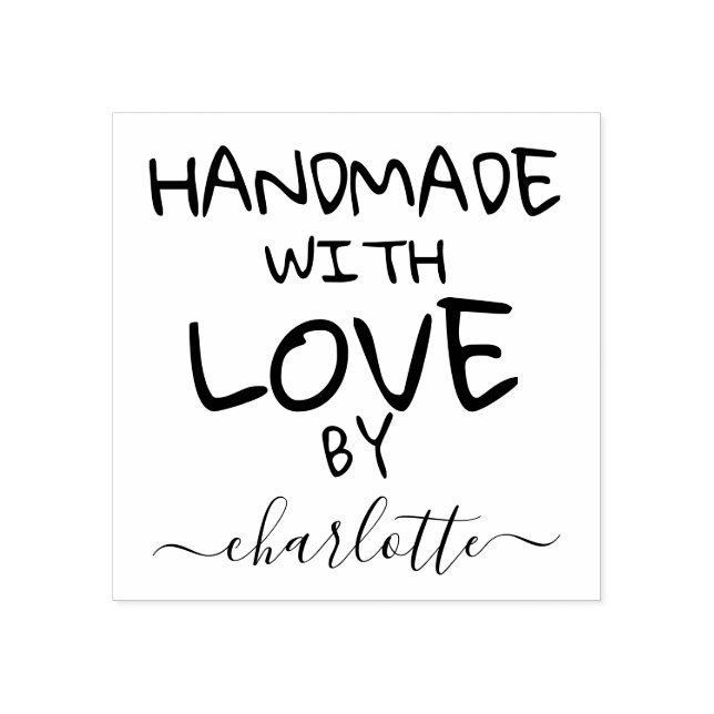 Handgefertigt mit Liebe personalisierte Typografie Gummistempel (Prägung)