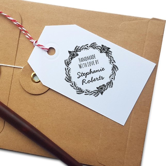 Handgefertigt mit Liebe Personalisierter Rundkauts Gummistempel (Von Creator hochgeladen)