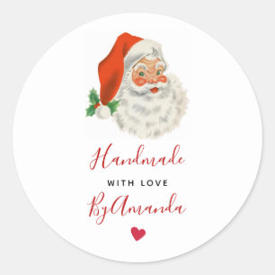Handgefertigt mit Liebe Retro Vintage Weihnachtsma Runder Aufkleber