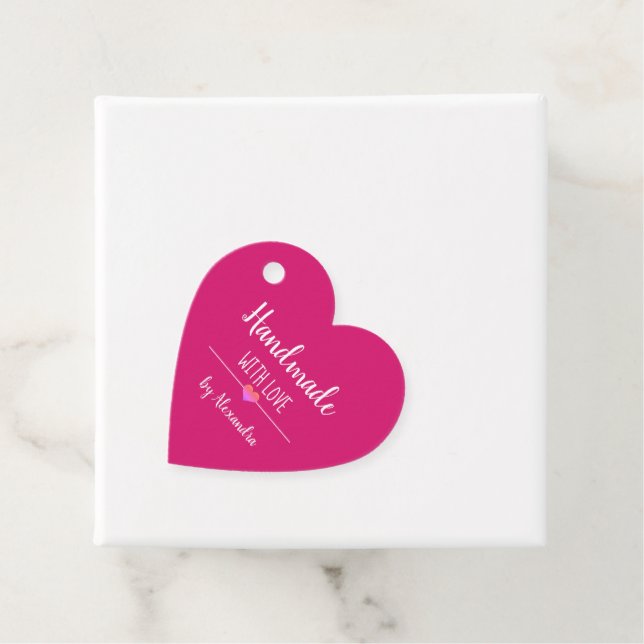 Handgefertigt mit Liebe rosa Geschenkanhänger (Beispiel)