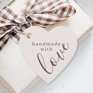 Handgefertigt mit Liebe Rosa Herz Geschenkanhänger