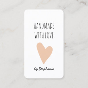 Handgefertigt mit Liebe Rosa Herz   QR-Code & Sozi Visitenkarte
