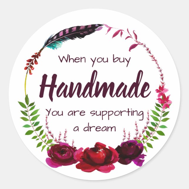 Handgefertigt mit Liebe Runder Aufkleber (Vorderseite)