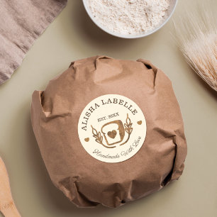 Handgefertigt mit Liebe Rustikale Bäckerei Brotlai Runder Aufkleber