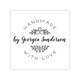 Handgefertigt mit Liebe   Rustikale Herz- und Hand Permastempel