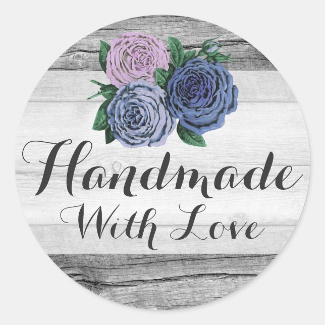 Handgefertigt mit Liebe Rustikale Rose aus Stallho Runder Aufkleber (Vorderseite)