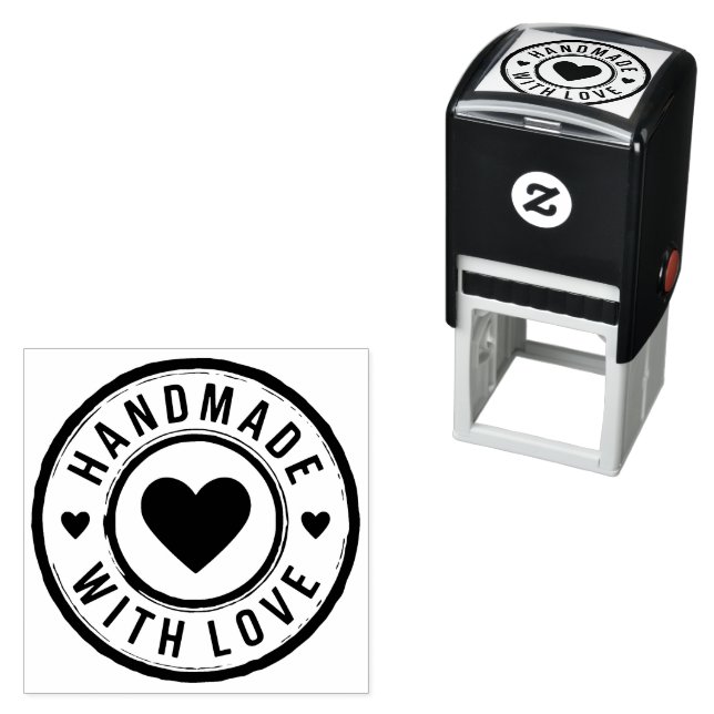 Handgefertigt mit Liebe-Selbstfarben-Briefmarke Permastempel (Beispiel)