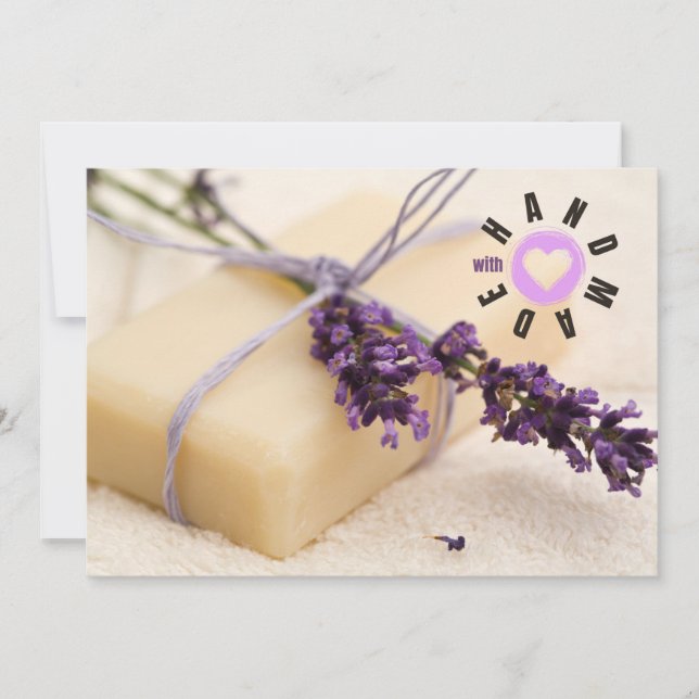 Handgefertigt mit Liebe Soap Maker Business Lavend Dankeskarte (Vorderseite)