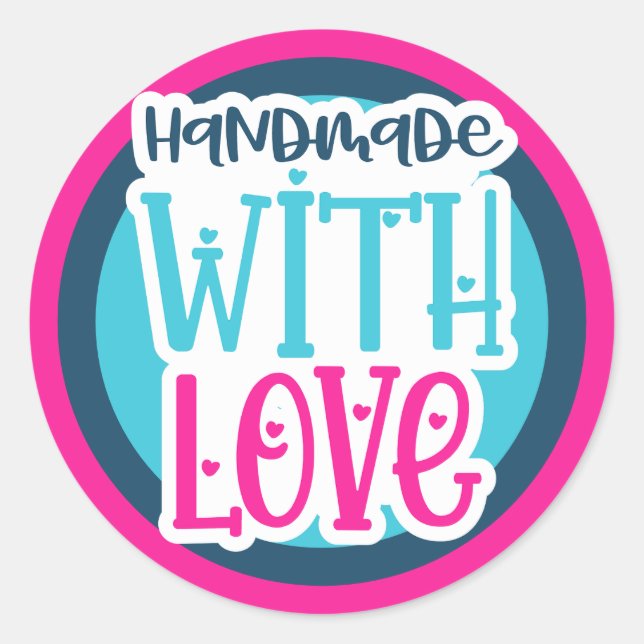 Handgefertigt mit Liebe - Sonderfarben Runder Aufkleber (Vorderseite)