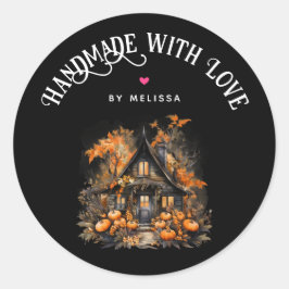Handgefertigt mit Liebe Spuk House Halloween Runder Aufkleber